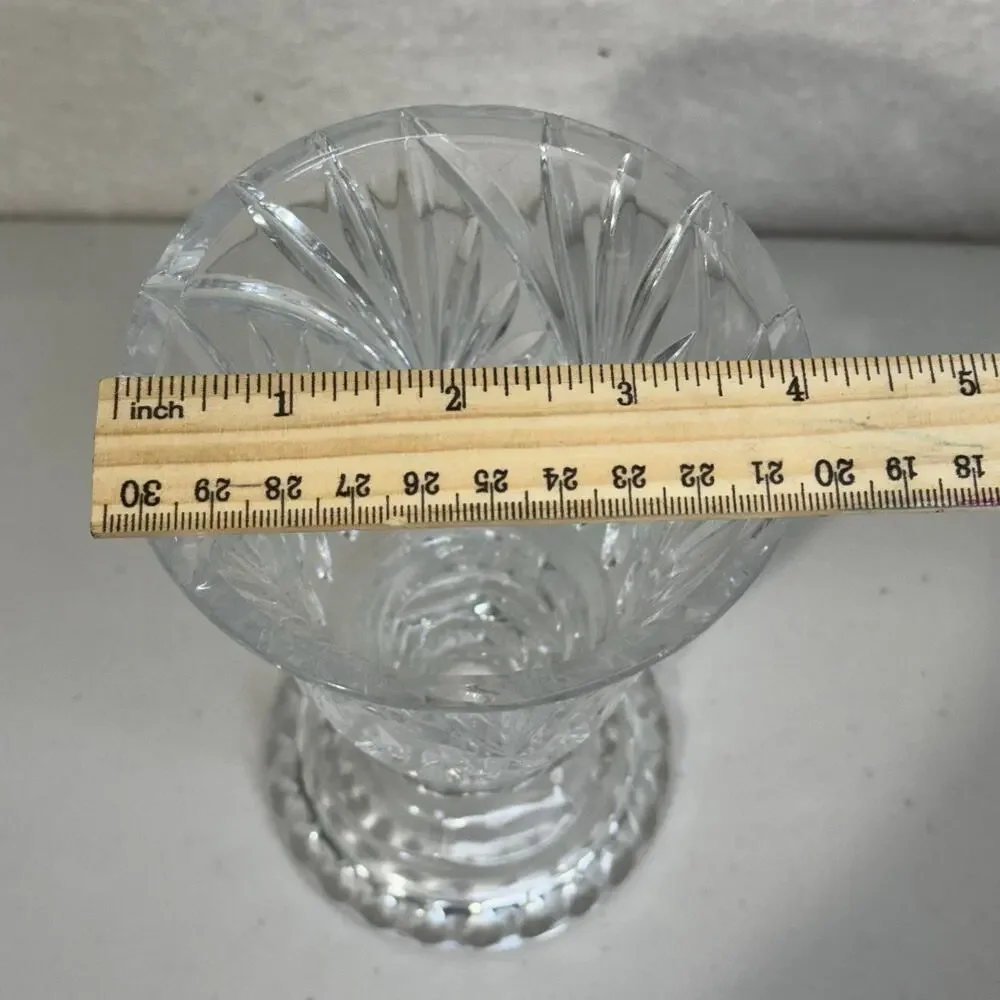 VTG Silhouette Fifth Avenue Lead Crystal Glass Hurricane Candle Holder 2 Piece